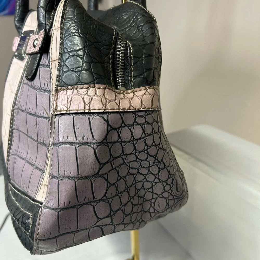 Guess Vintage Black & Pink crocodile skin textured bag